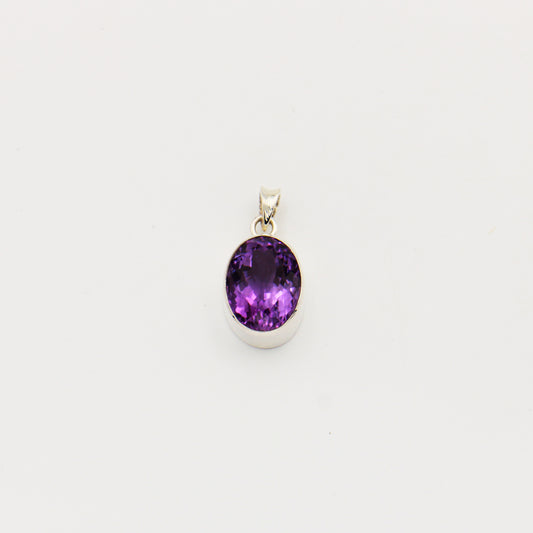 Amethyst Large Oval Sterling Silver Pendant