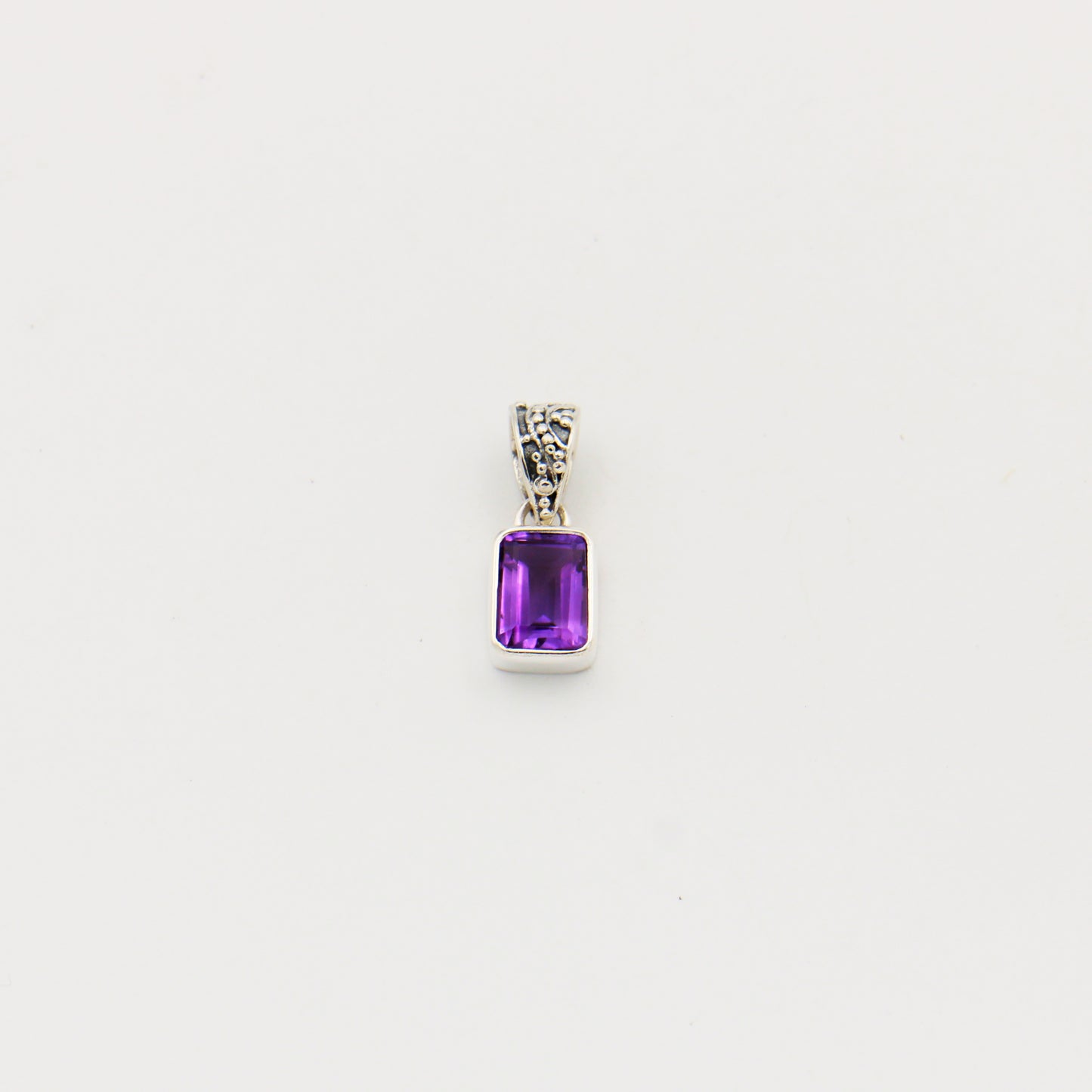 Amethyst Rectangle Sterling Silver Pendant