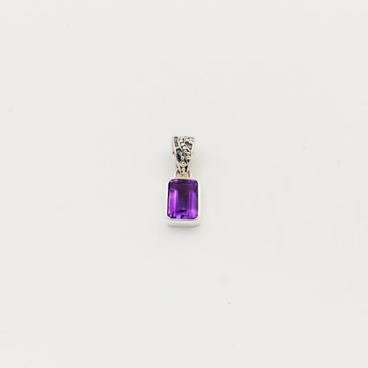 Amethyst Rectangle Sterling Silver Pendant