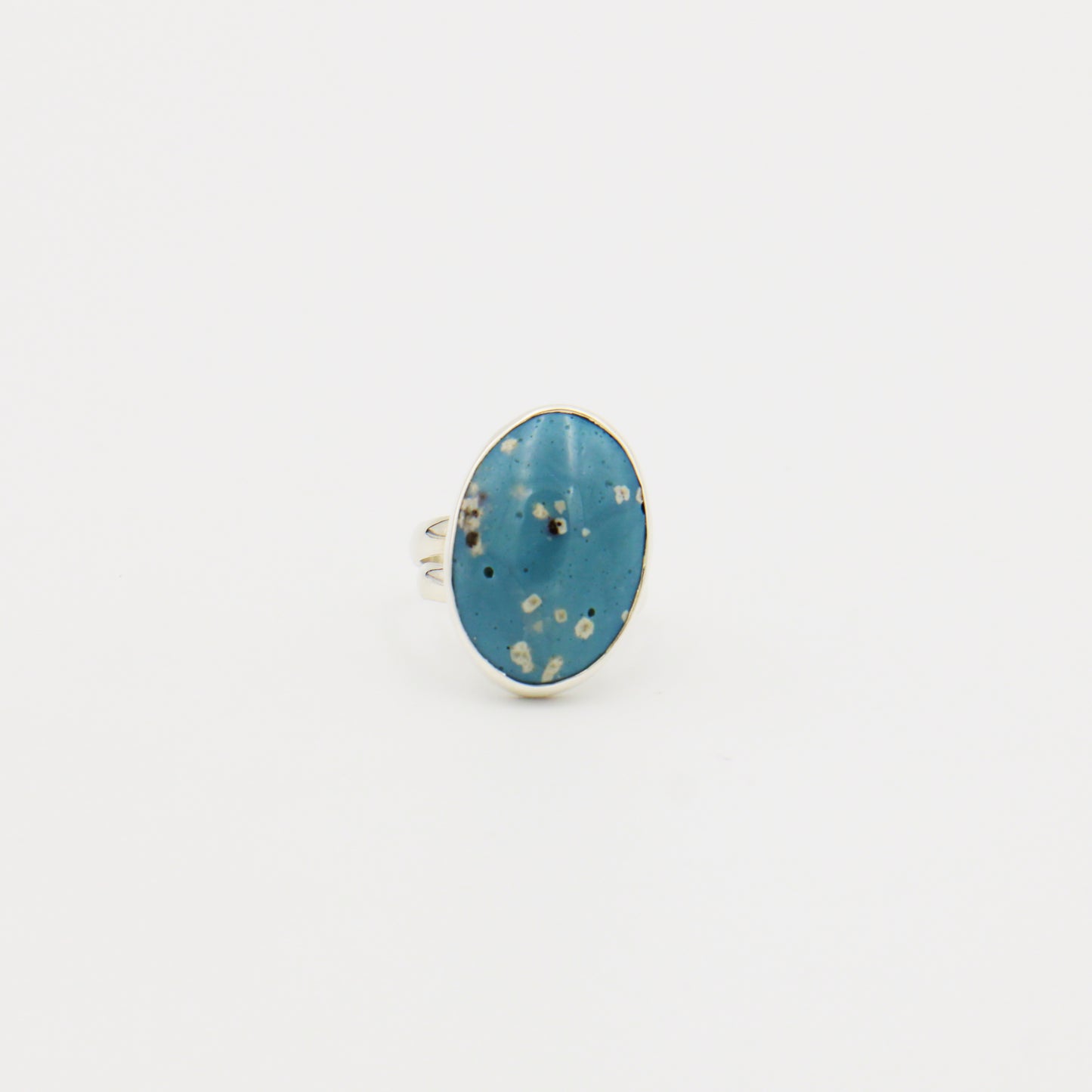 Leland Blue "Blossom" Oval Sterling Ring Adj