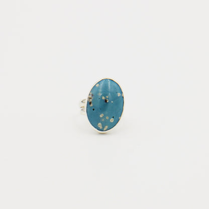 Leland Blue "Blossom" Oval Sterling Ring Adj