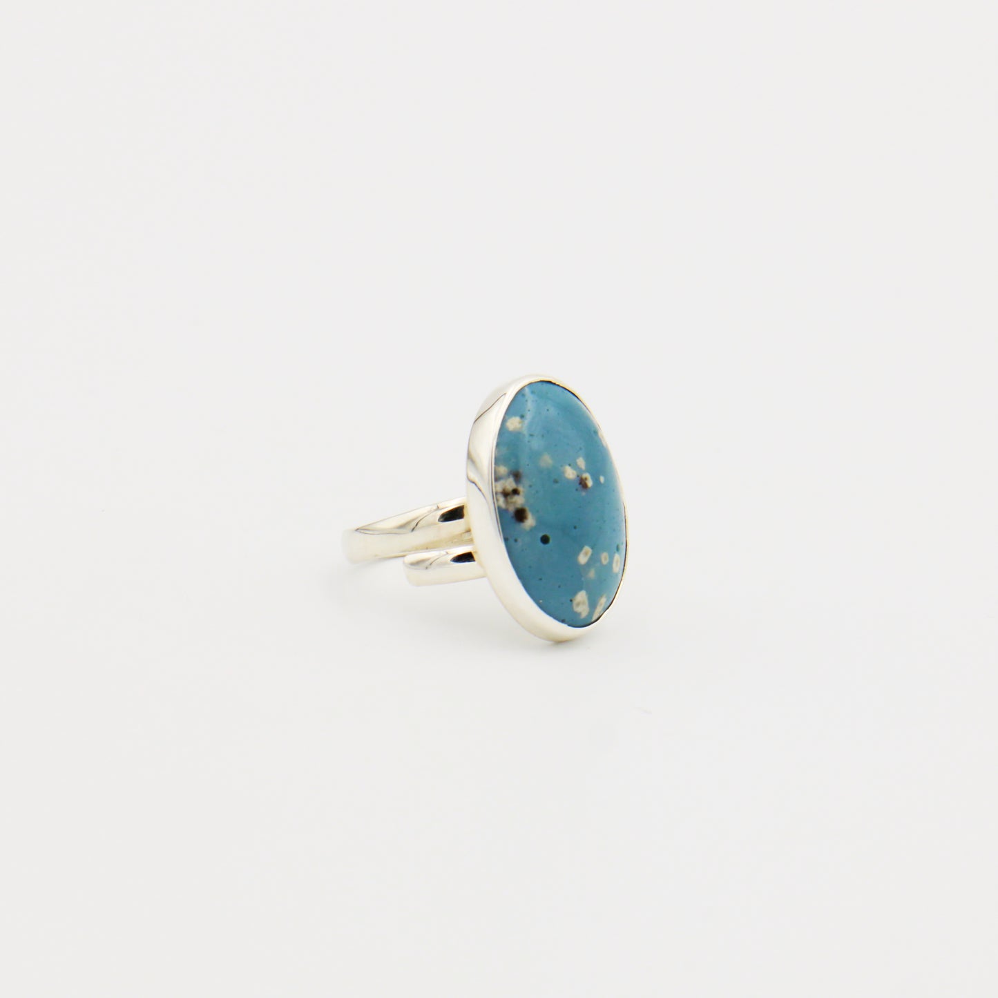 Leland Blue "Blossom" Oval Sterling Ring Adj