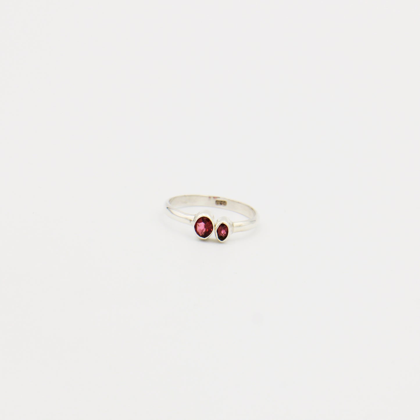 Pink Tourmaline 2 Stone Sterling Ring Size 9