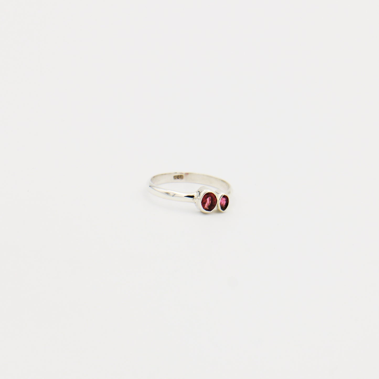 Pink Tourmaline 2 Stone Sterling Ring Size 9