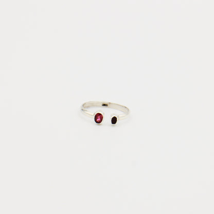 Pink Tourmaline 2 Stone Sterling Ring Size 9