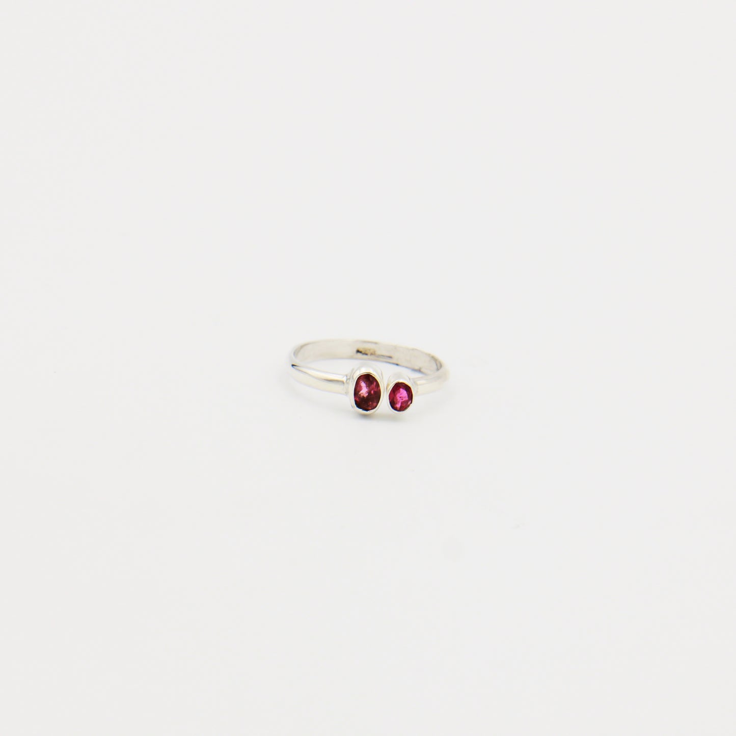 Pink Tourmaline 2 Stone Sterling Ring Size 8