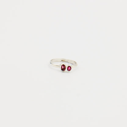 Pink Tourmaline 2 Stone Sterling Ring Size 8