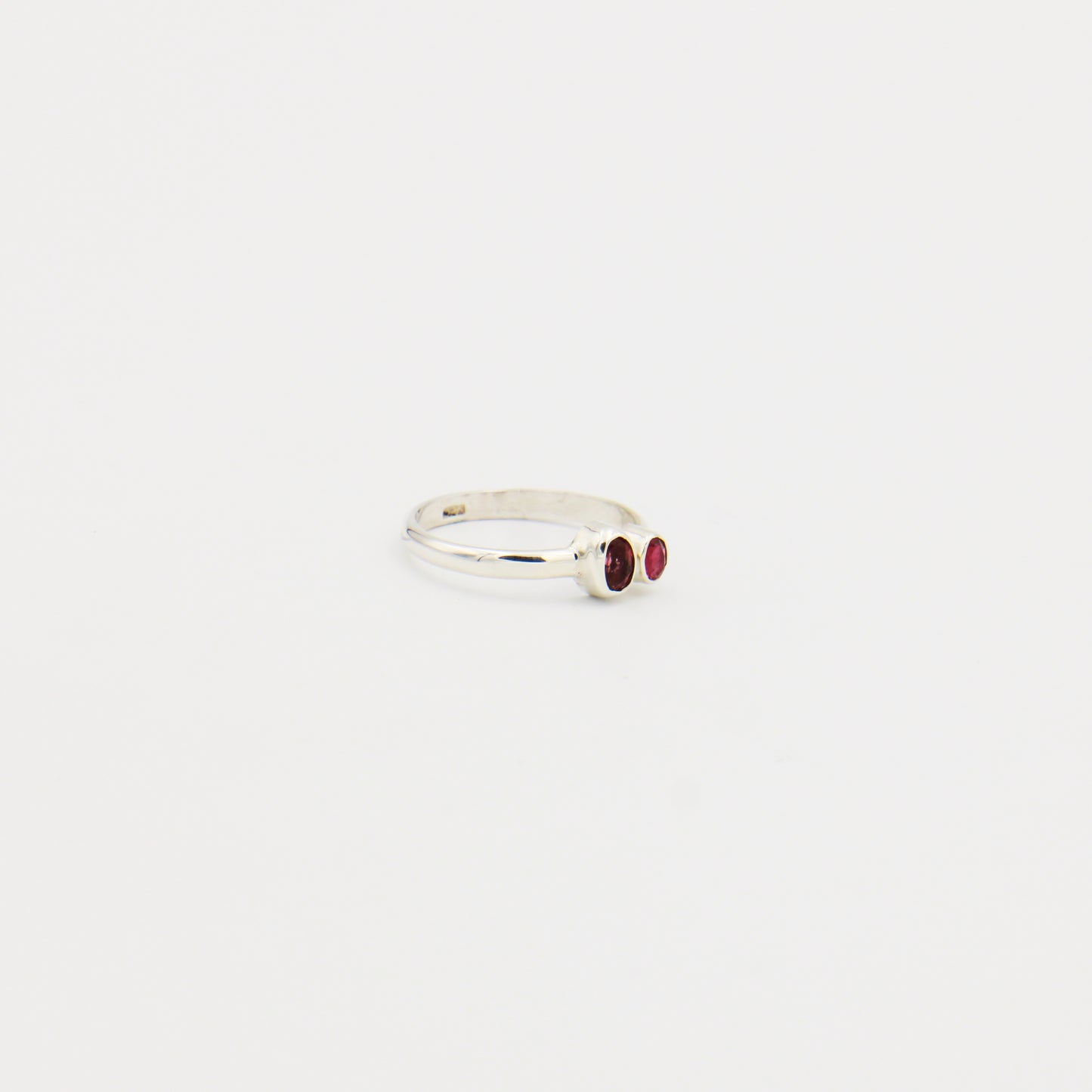 Pink Tourmaline 2 Stone Sterling Ring Size 8