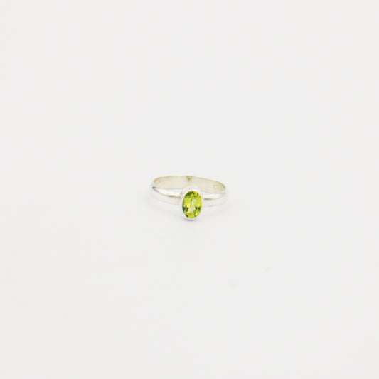 Peridot Oval Sterling Ring Size 7