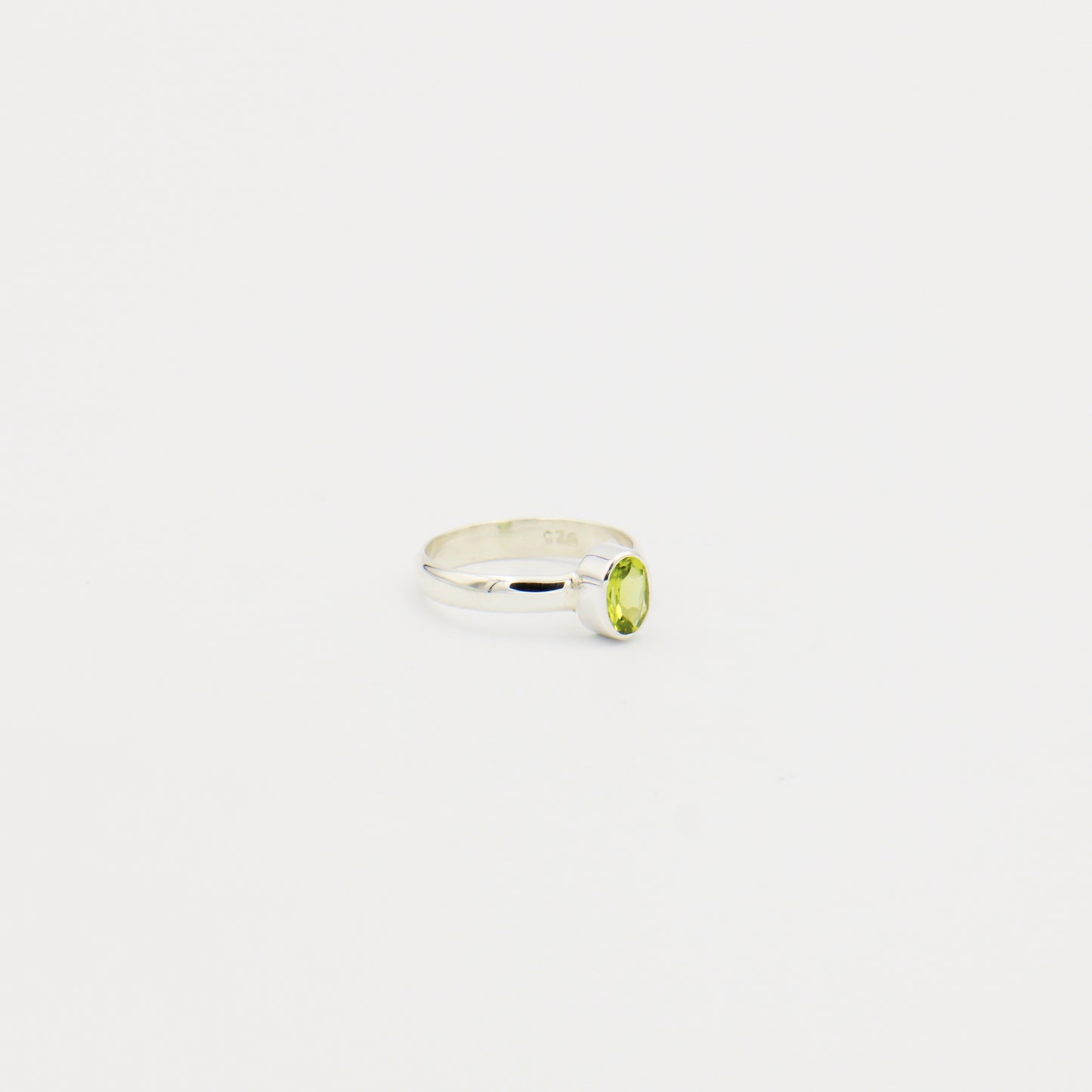Peridot Oval Sterling Ring Size 7