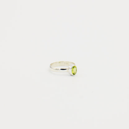 Peridot Oval Sterling Ring Size 7