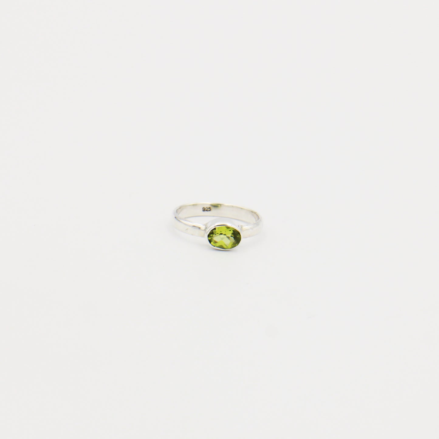 Peridot Side Oval Sterling Ring Size 7