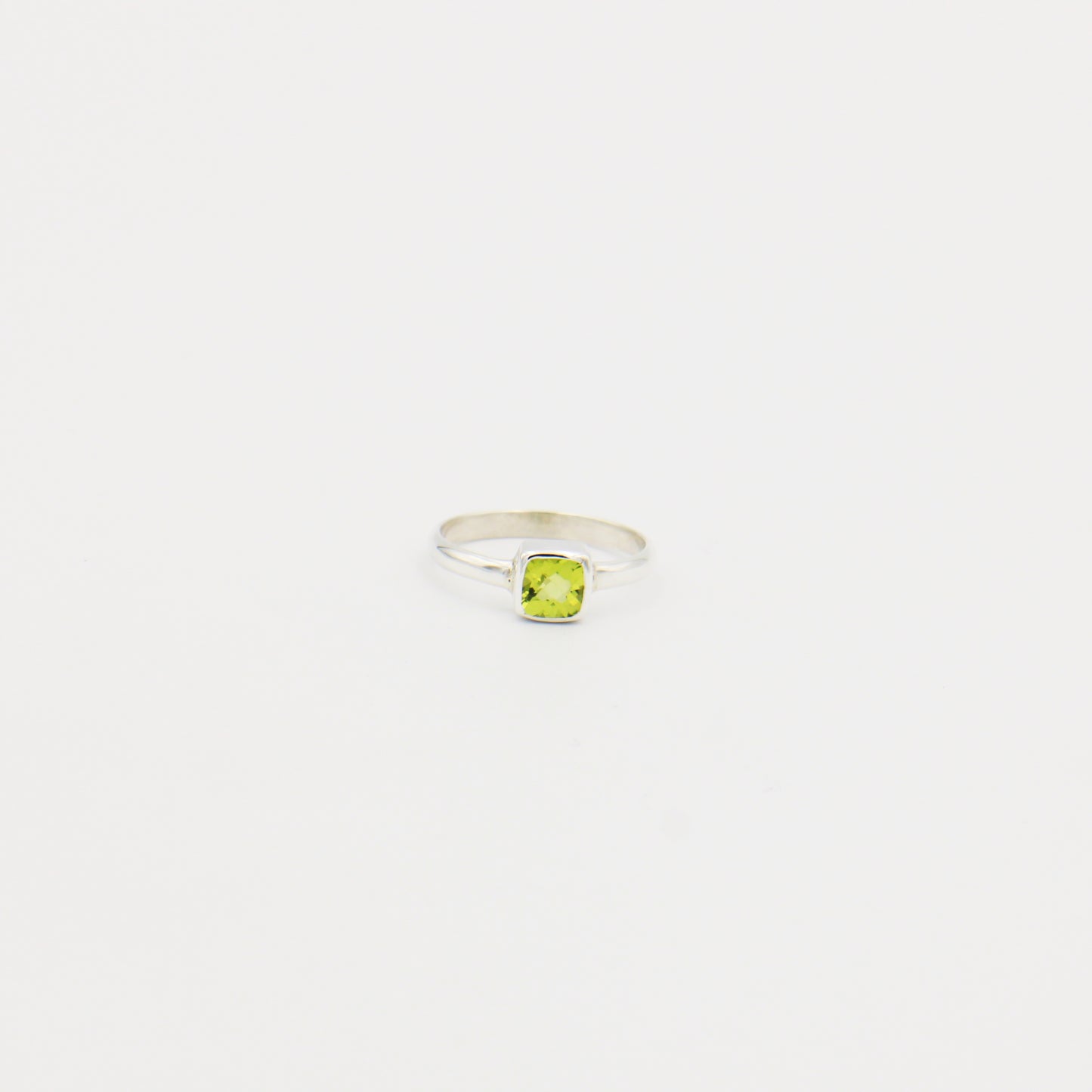 Peridot Square Sterling Ring Size 7