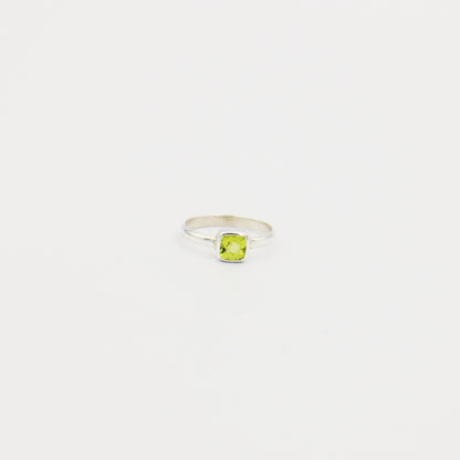 Peridot Square Sterling Ring Size 7