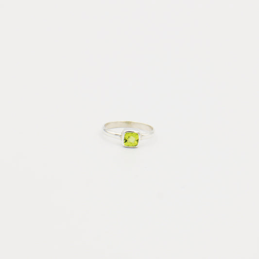 Peridot Square Sterling Ring Size 7