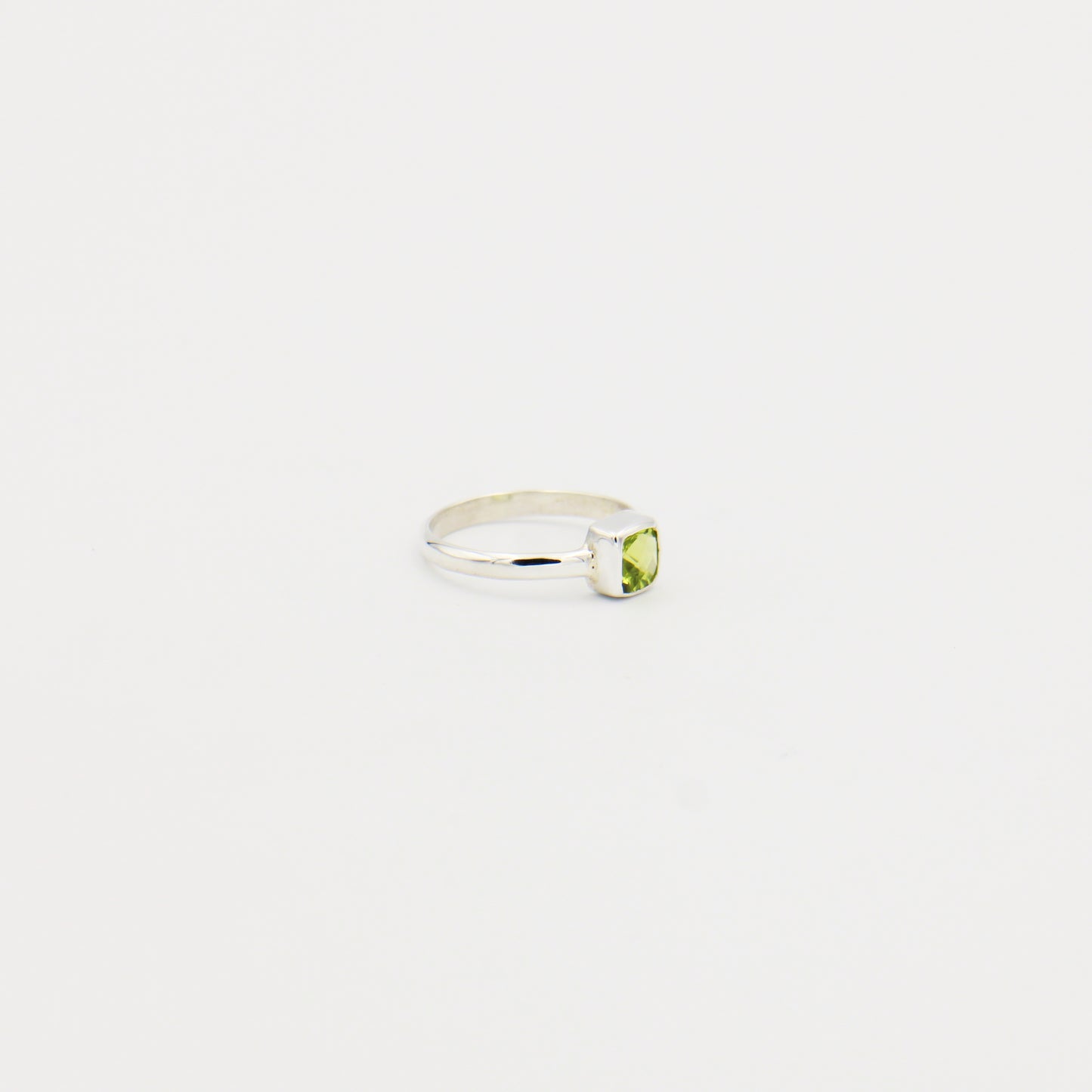 Peridot Square Sterling Ring Size 7