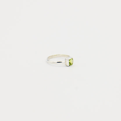 Peridot Square Sterling Ring Size 7