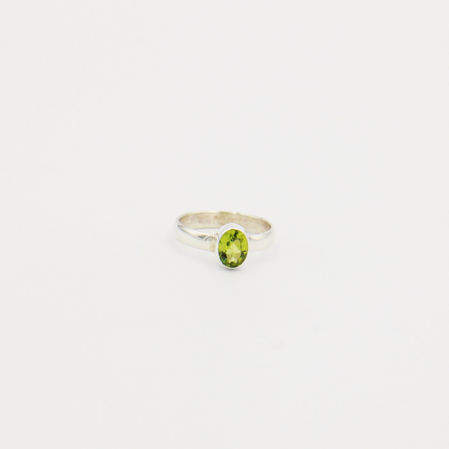 Peridot Oval Sterling Ring Size 9