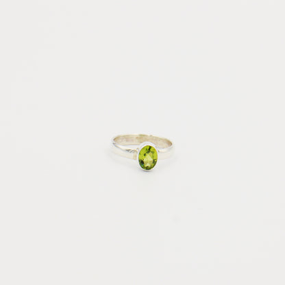 Peridot Oval Sterling Ring Size 9