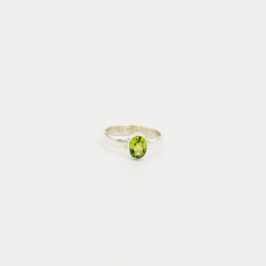 Peridot Oval Sterling Ring Size 9