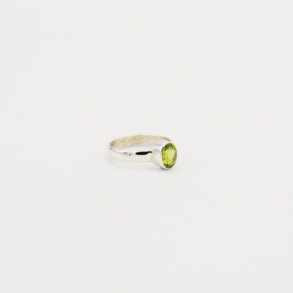 Peridot Oval Sterling Ring Size 9