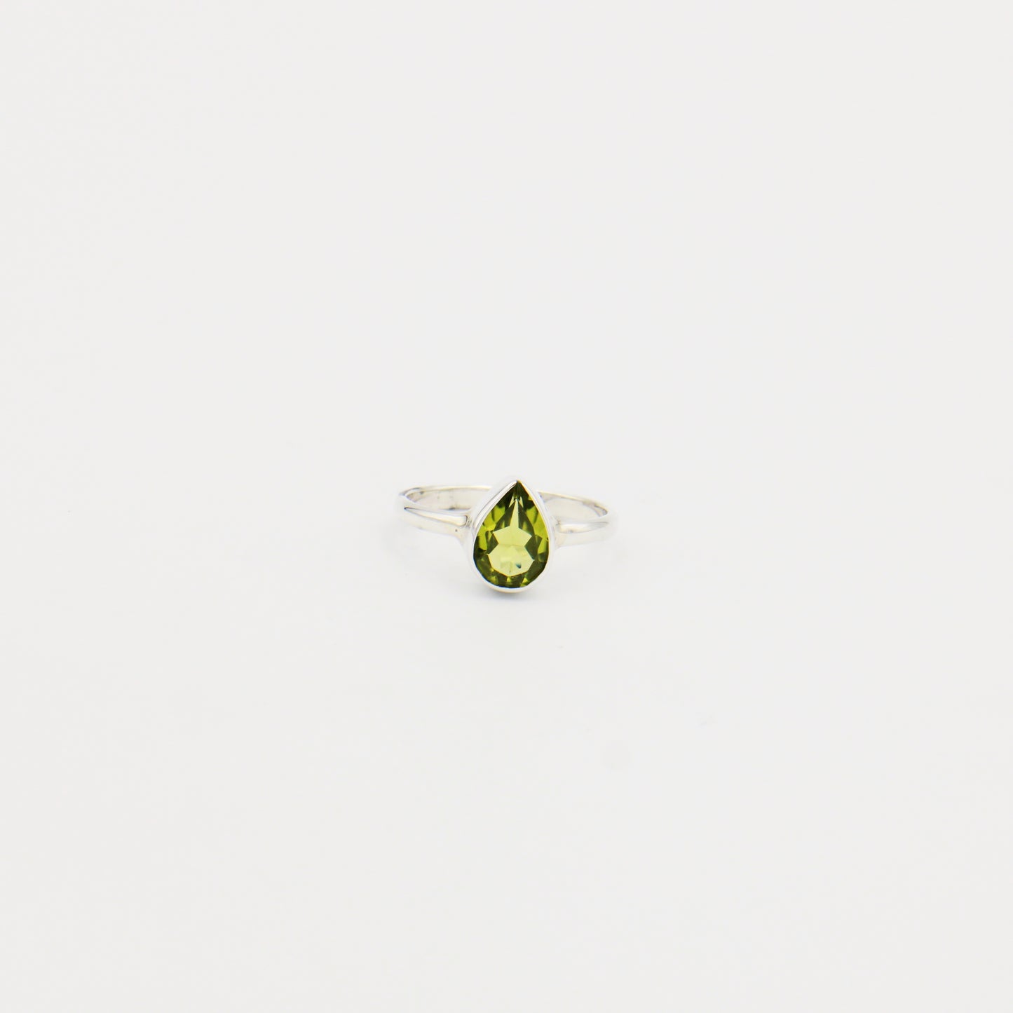 Peridot Pear Sterling Ring Size 8