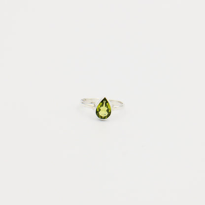 Peridot Pear Sterling Ring Size 8