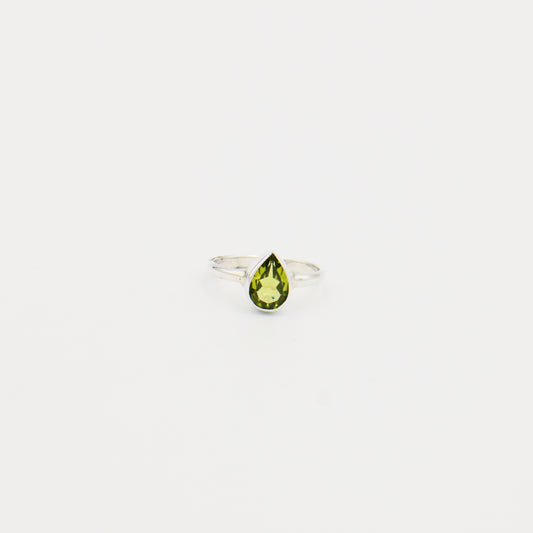 Peridot Pear Sterling Ring Size 8
