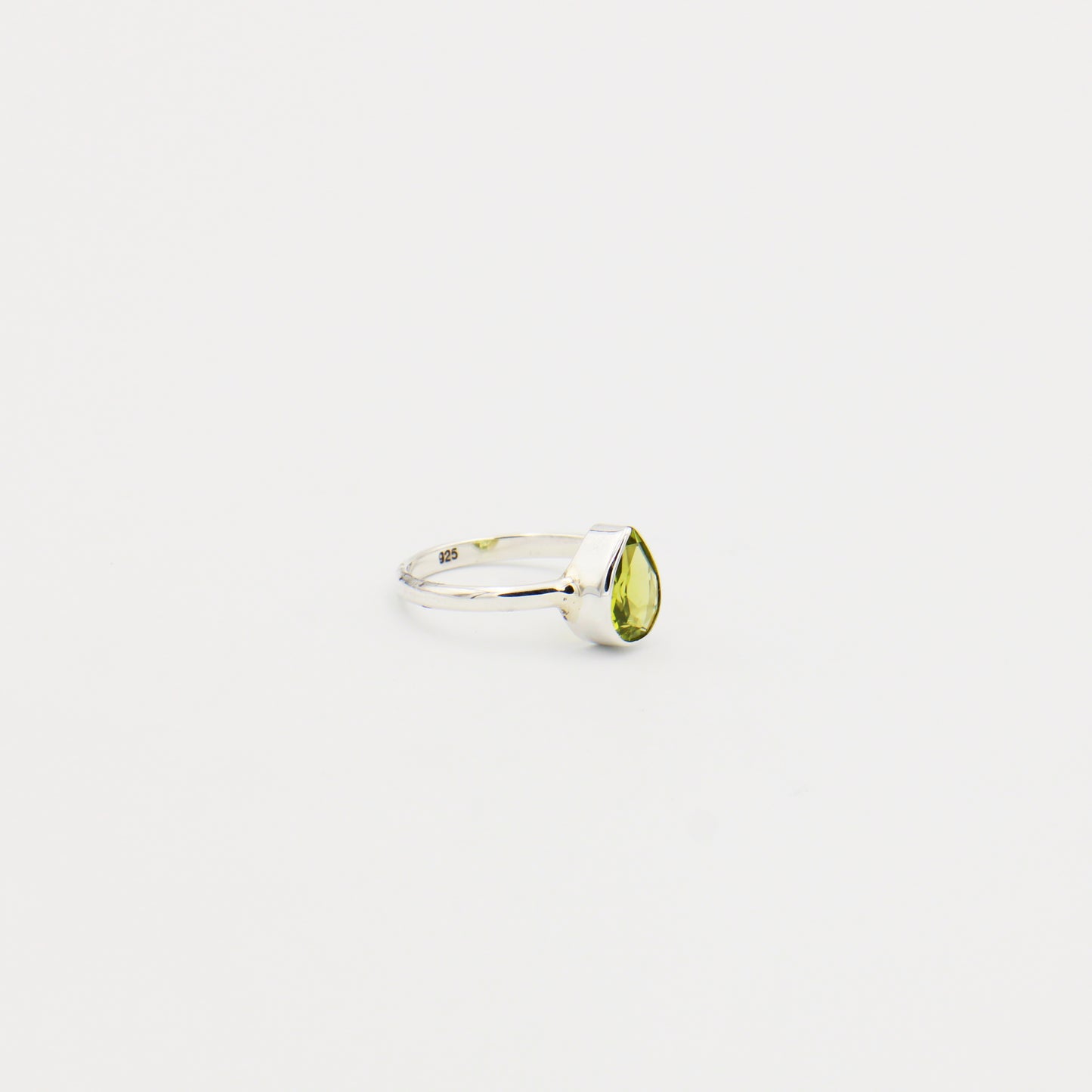 Peridot Pear Sterling Ring Size 8