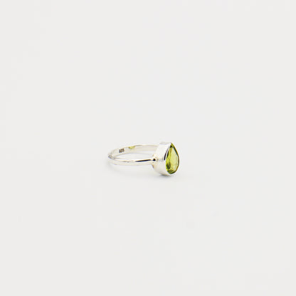 Peridot Pear Sterling Ring Size 8
