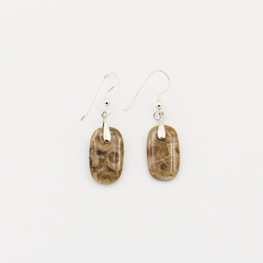 Petoskey Oval Slice Sterling Earring