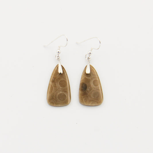 Petoskey Long Triangle Slice Sterling Earrings