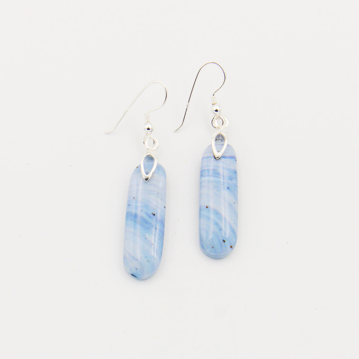 Leland Blue Long Light Blue Slice Sterling Silver Earrings