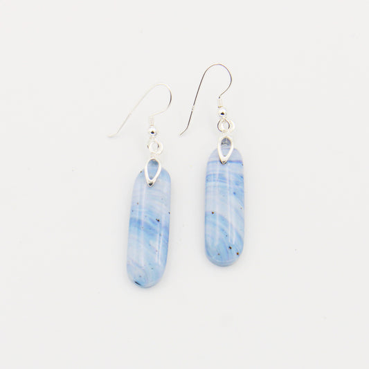 Leland Blue Long Light Blue Slice Sterling Silver Earrings