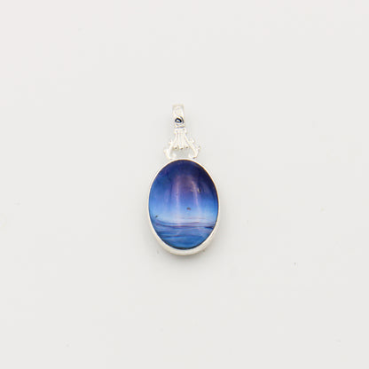 Petoskey & Leland Blue Reversible Oval Pendant