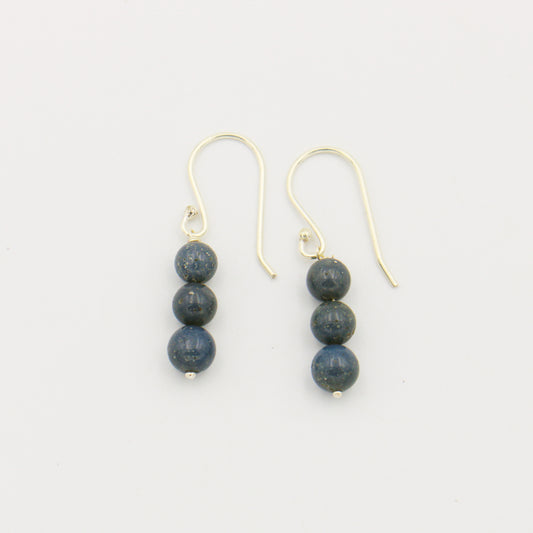 Leland Blue 3 Bead Sterling Earrings