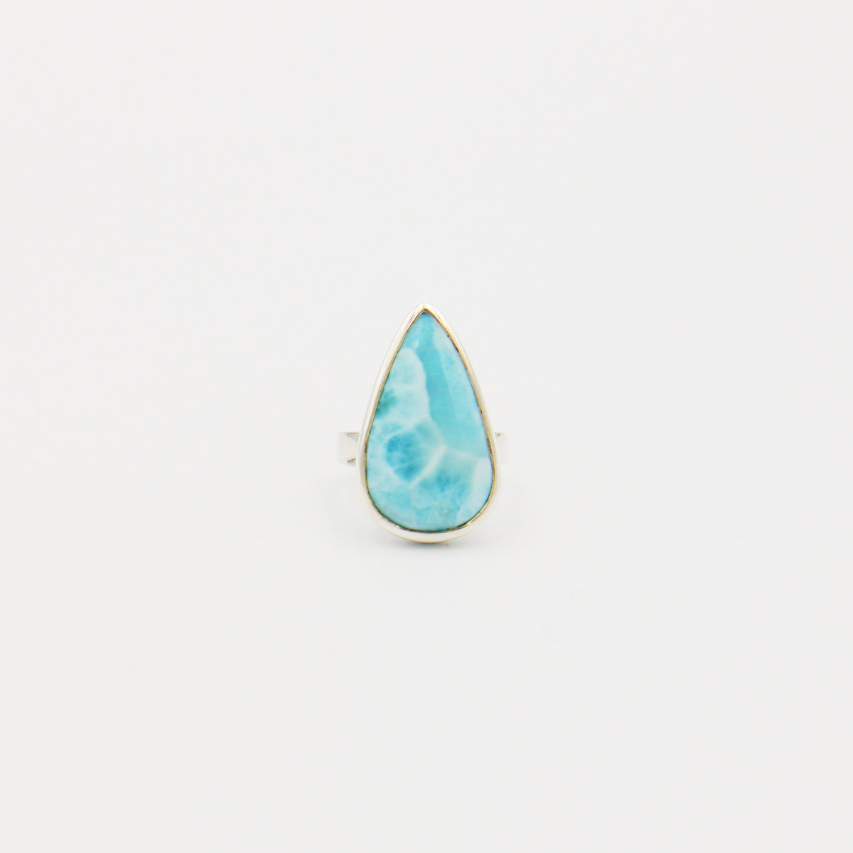 Larimar Large Teardrop Sterling Ring Size 7