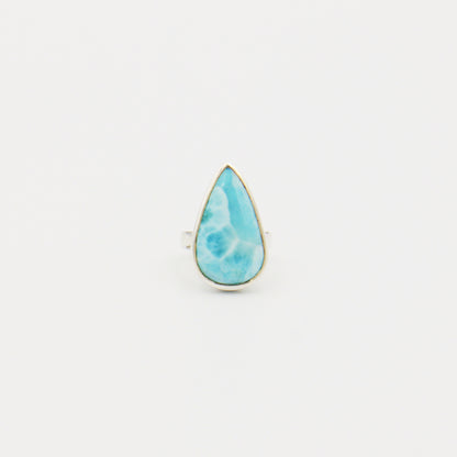 Larimar Large Teardrop Sterling Ring Size 7