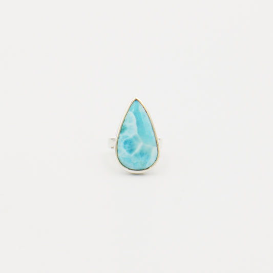 Larimar Large Teardrop Sterling Ring Size 7