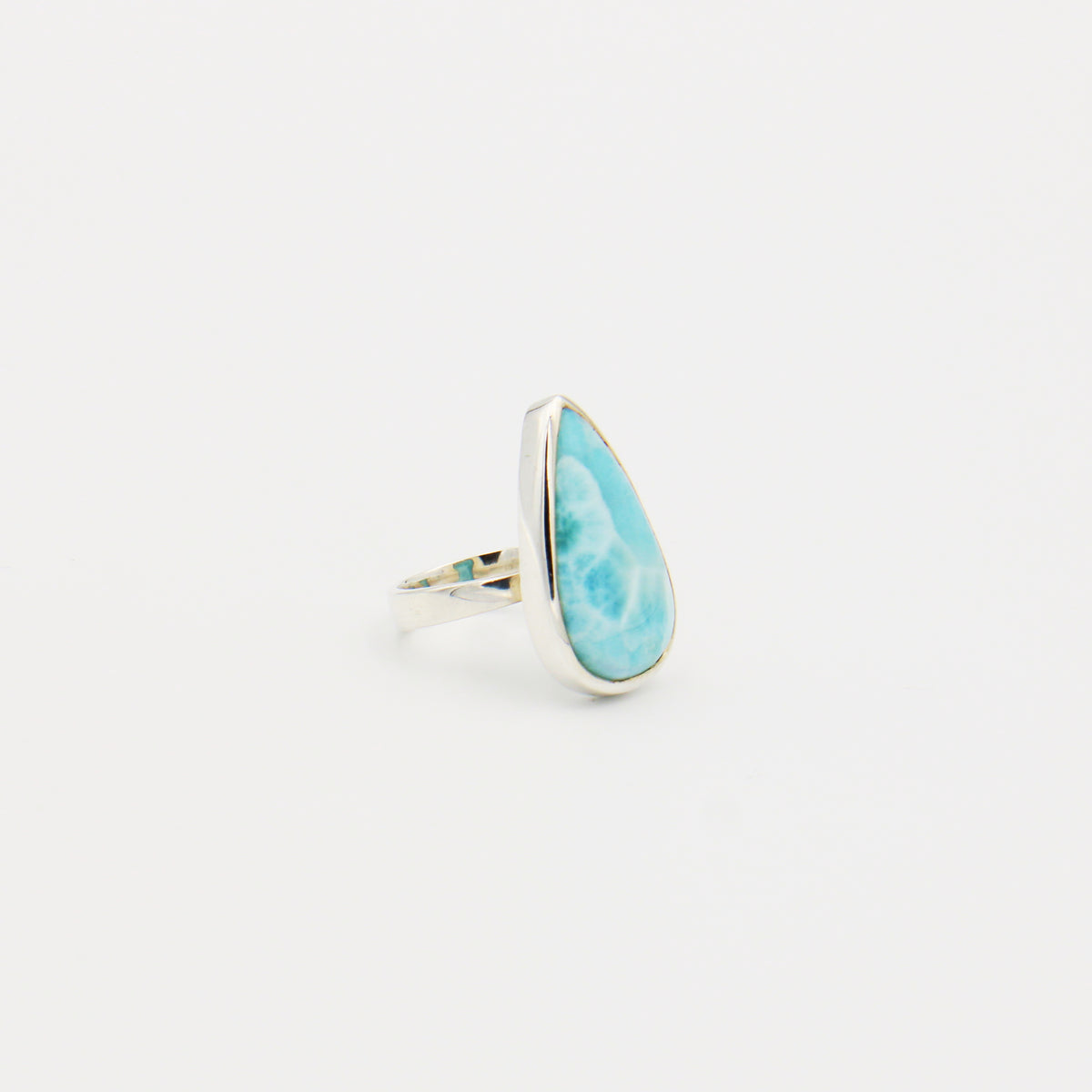 Larimar Large Teardrop Sterling Ring Size 7