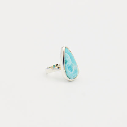 Larimar Large Teardrop Sterling Ring Size 7