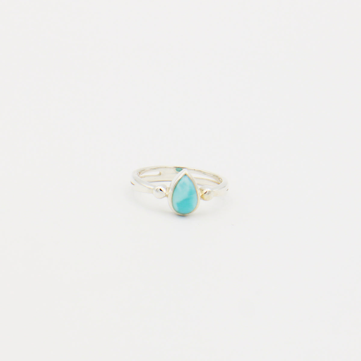 Larimar Small Pear Sterling Ring Size 9