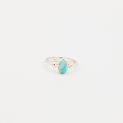 Larimar Small Pear Sterling Ring Size 9
