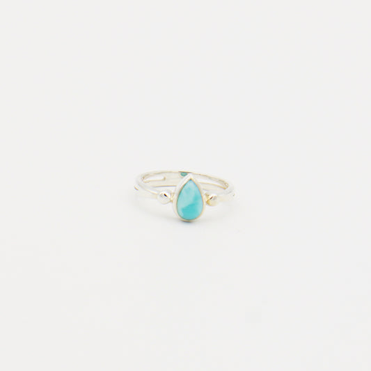 Larimar Small Pear Sterling Ring Size 9
