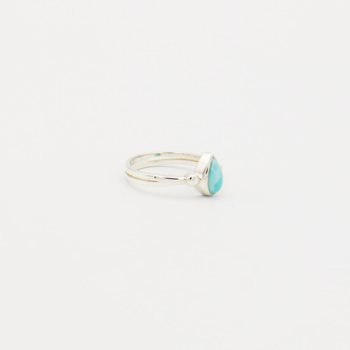 Larimar Small Pear Sterling Ring Size 9