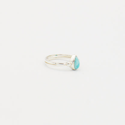 Larimar Small Pear Sterling Ring Size 9