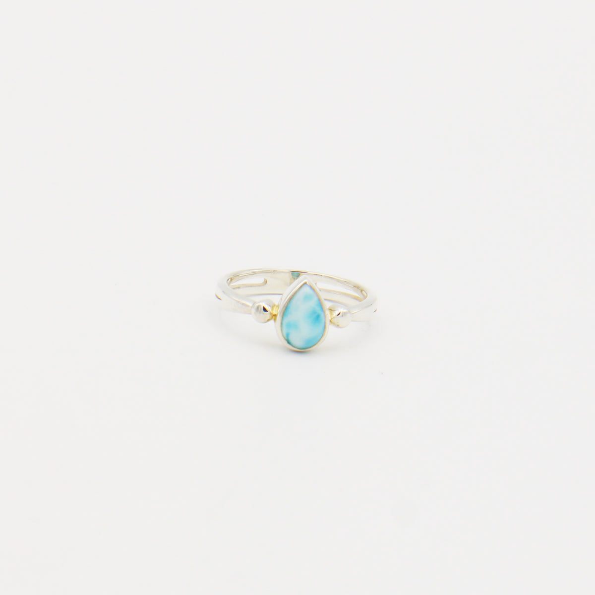 Larimar Small Pear Sterling Ring Size 9