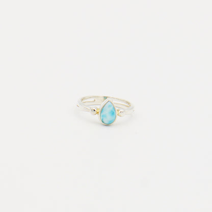 Larimar Small Pear Sterling Ring Size 9