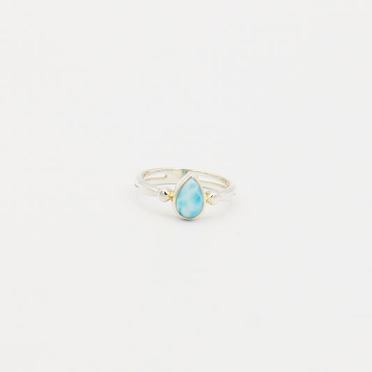 Larimar Small Pear Sterling Ring Size 9