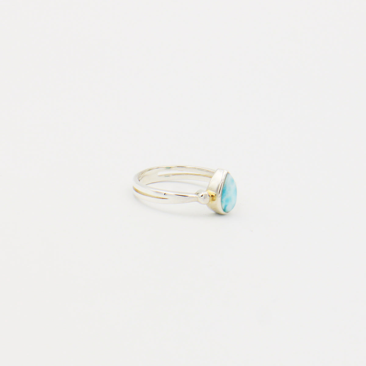 Larimar Small Pear Sterling Ring Size 9